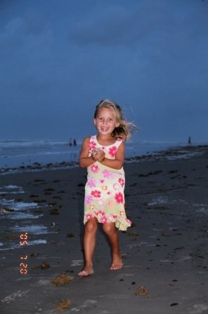 Sarah Arabie (5) havin fun on the beach.