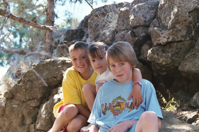 Connor, Riley(8 at the time), Meghan (5 at the time) climbing at Tumalo Falls.  Fall 2005