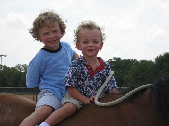 Kathy Nelms Morfords boys - Hagen (4) and Zach (2) at a friends ranch