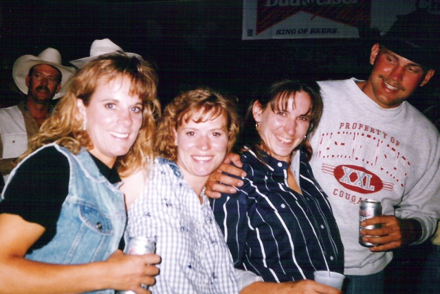We were quite the honky tonk partiers in 1996!  Yeehaw!! Nikki McDill, Shelly (McDill) Springer, Suzannah Epperson, and a friend - Frontier Days, Cheyenne, WY (July 1996)